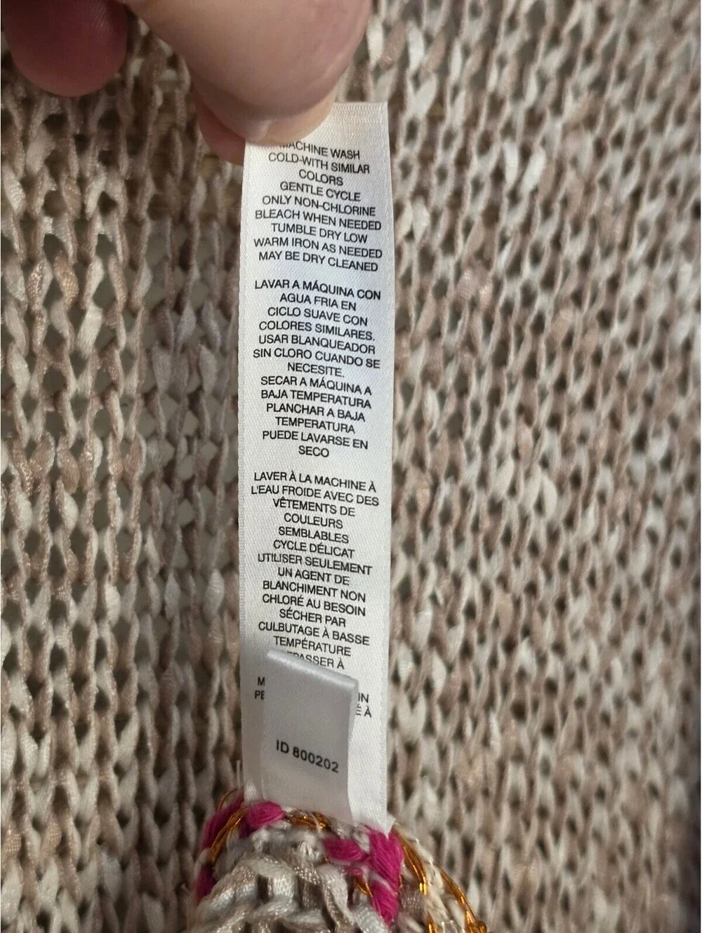 Chico's Women's Knit Open Front Cardigan Sweater Size 2 Beige Pink Brown